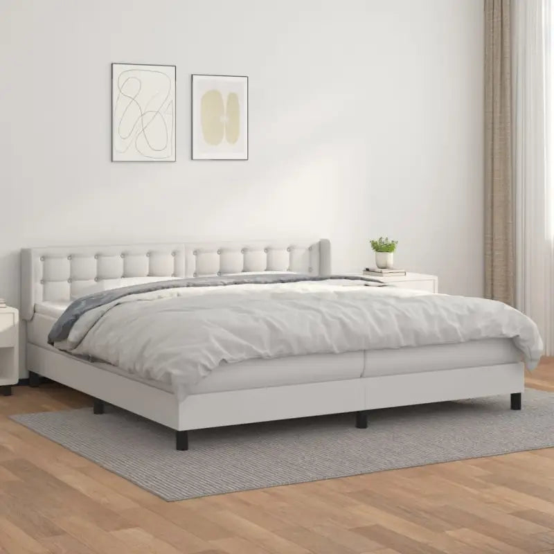 Zwart materiaal bed met schuim vulling en ideale afmetingen - Wit / 200 x 200 cm / knoppwn - Bedden & bedframes