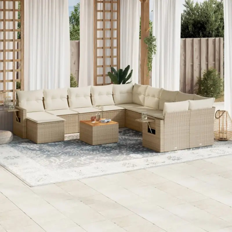 Zwart materiaal loungeset in gepoedercoat staal met comfortabele afmetingen - beige en crèmekleurig - Tuinsets
