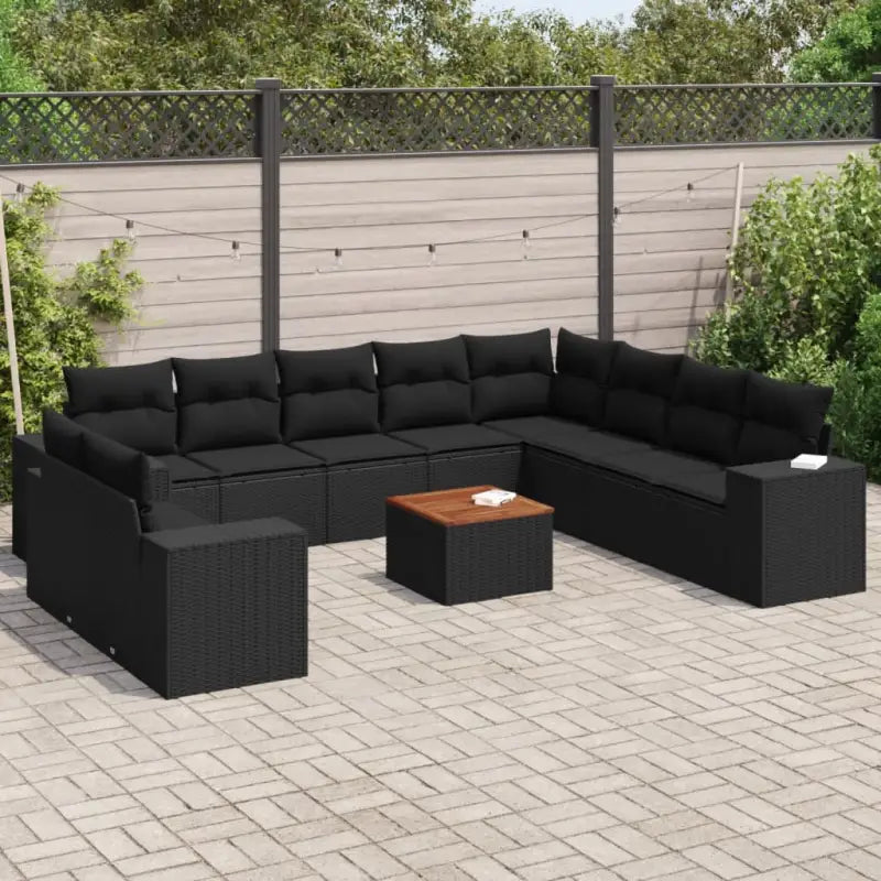 Zwart materiaal loungeset met gepoedercoat staal en afmetingen - Zwart - Tuinsets