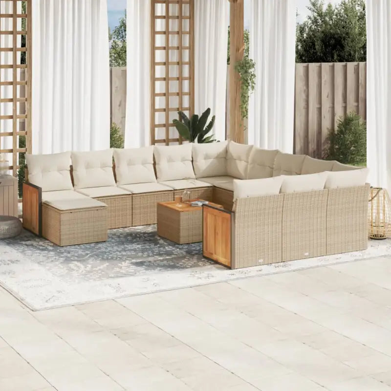 Zwart materiaal Loungeset met gepoedercoat staal en afmetingen - beige en crèmekleurig / Met tafel - Tuinsets