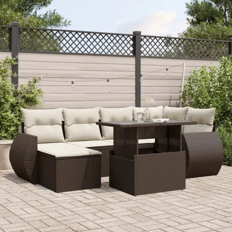 Zwart materiaal loungeset van gepoedercoat staal voor je tuin of terras - Bruin en crème / zonder opbergruimte