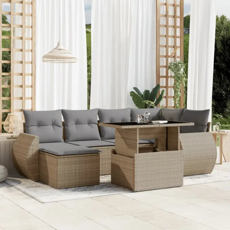 Zwart materiaal loungeset van gepoedercoat staal voor je tuin of terras - Beige en grijs / zonder opbergruimte