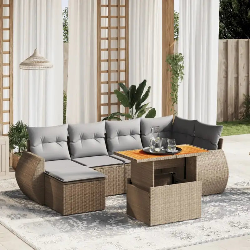 Zwart materiaal loungeset van gepoedercoat staal voor je tuin of terras - Beige en grijs / zonder opbergruimte