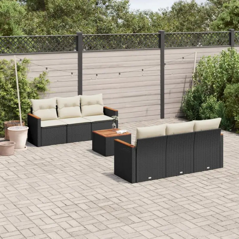Zwart materiaal loungeset van gepoedercoat staal voor tuin en terras - Zwart en crème - Tuinsets