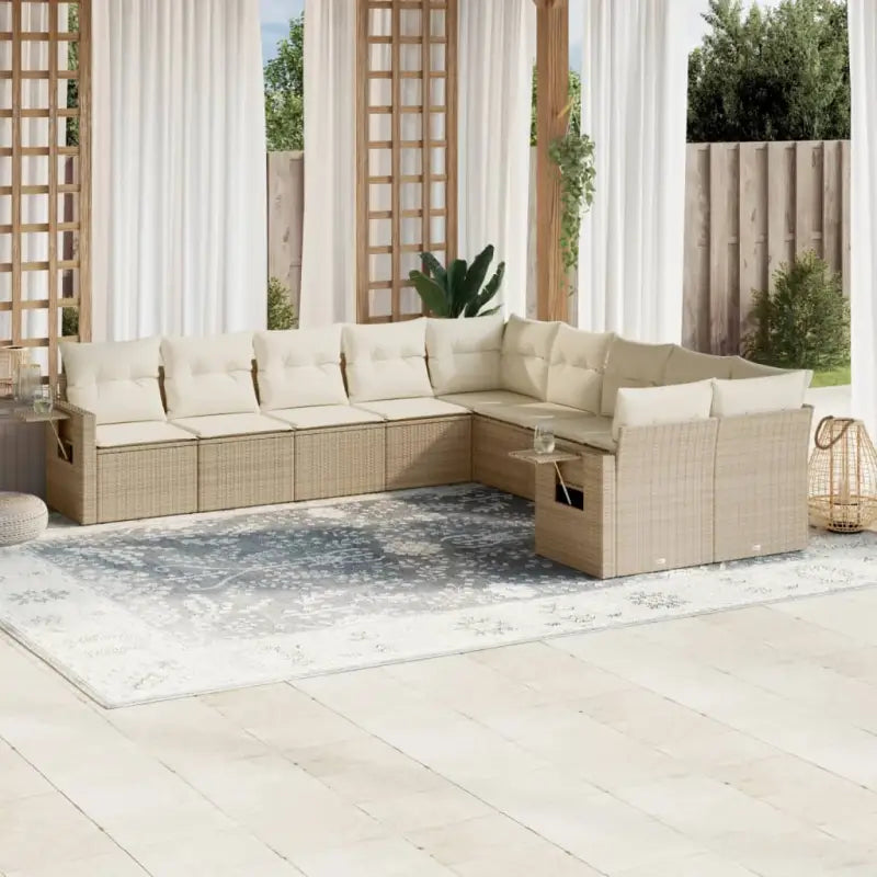 Zwart materiaal loungeset van gepoedercoat staal voor tuin en terras - beige en crèmekleurig / Met tafel - Tuinsets