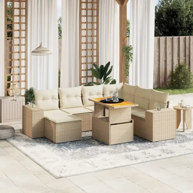 Zwart materiaal loungeset van gepoedercoat staal voor tuin en terras - beige en crèmekleurig / 3x hoek + 3x midden
