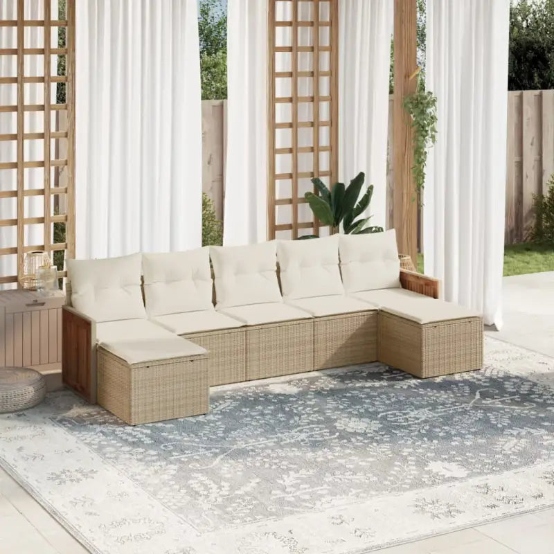 Zwarte loungeset met gepoedercoat staal voor tuin en terras - beige en crèmekleurig / Zonder tafel - Tuinsets