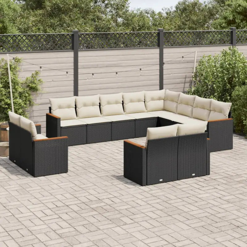 Zwarte loungeset met waterdichte tas en gepoedercoat staal voor tuin - Zwart en crème / Zonder tafel - Tuinsets