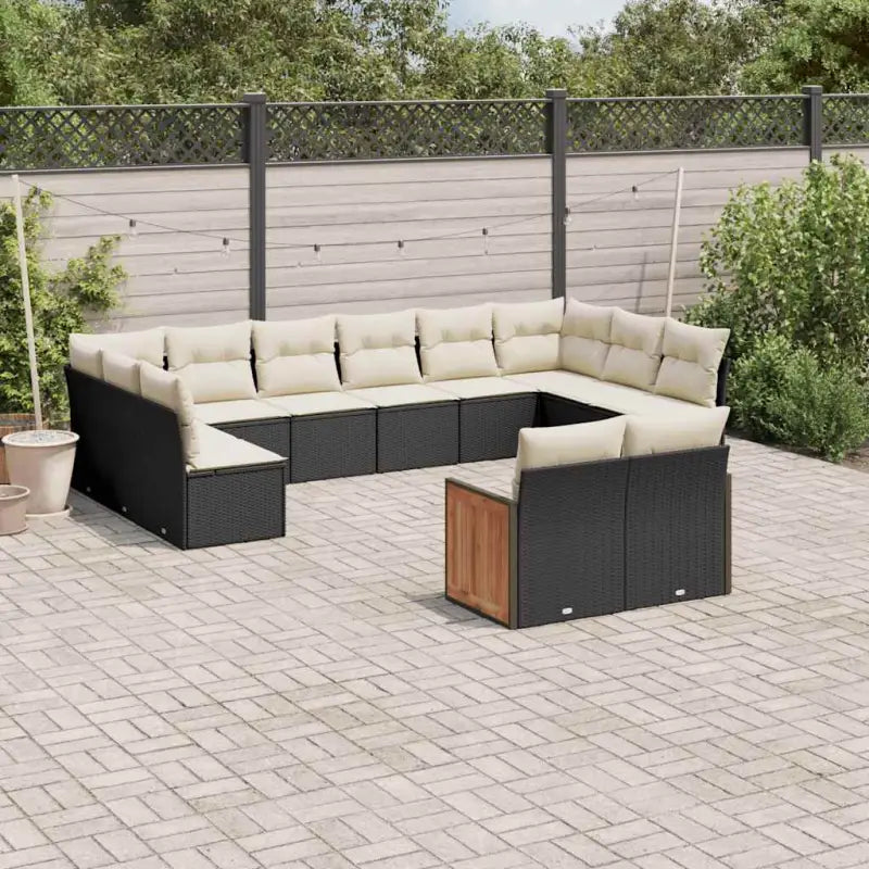 Zwarte loungeset met waterdichte zak en gepoedercoat staal voor buiten - Zwart en crème / Zonder tafel - Tuinsets