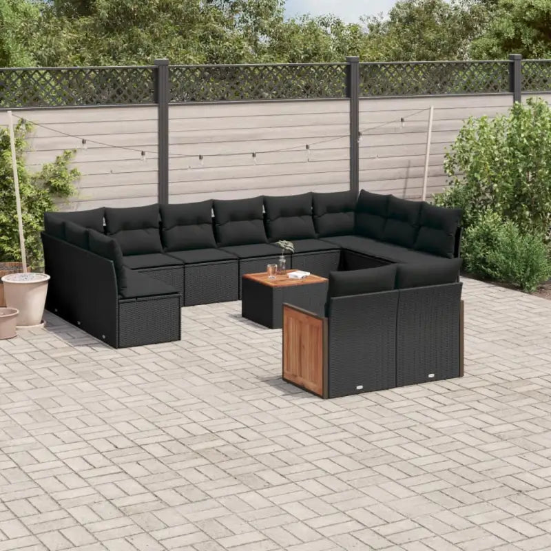Zwarte loungeset met waterdichte zak en gepoedercoat staal voor buiten - Zwart / Met tafel - Tuinsets