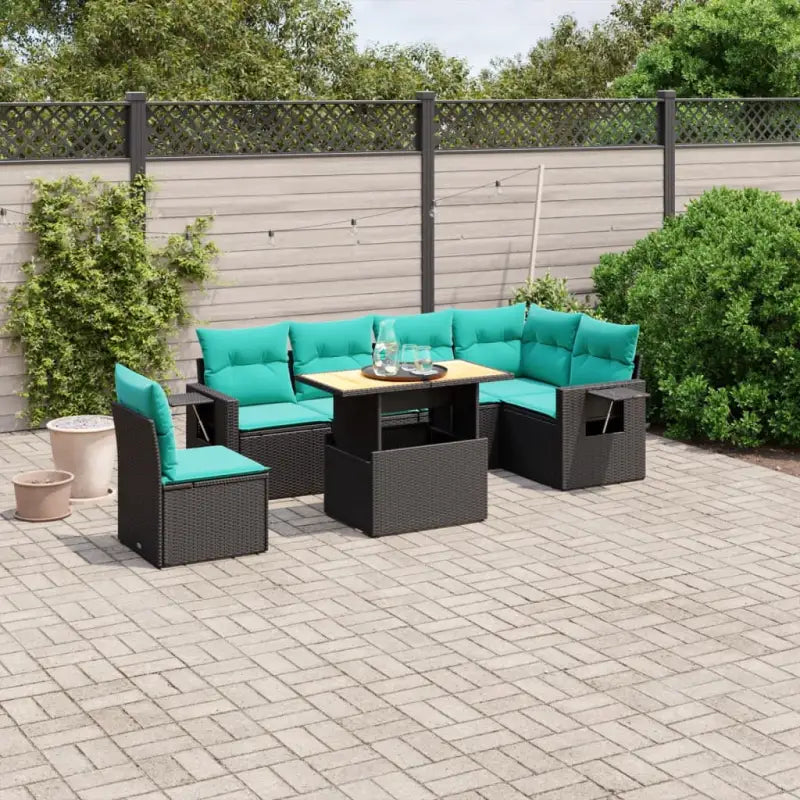 Zwarte loungeset van gepoedercoat staal voor je tuin of terras - Zwart / Tafel + hoek + 3x midden - Tuinsets