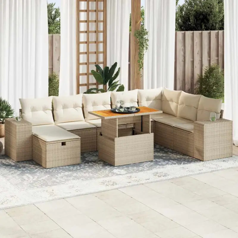 Zwarte loungeset van gepoedercoat staal voor jouw tuin of terras - beige en crèmekleurig / met opbergruimte - Tuinsets