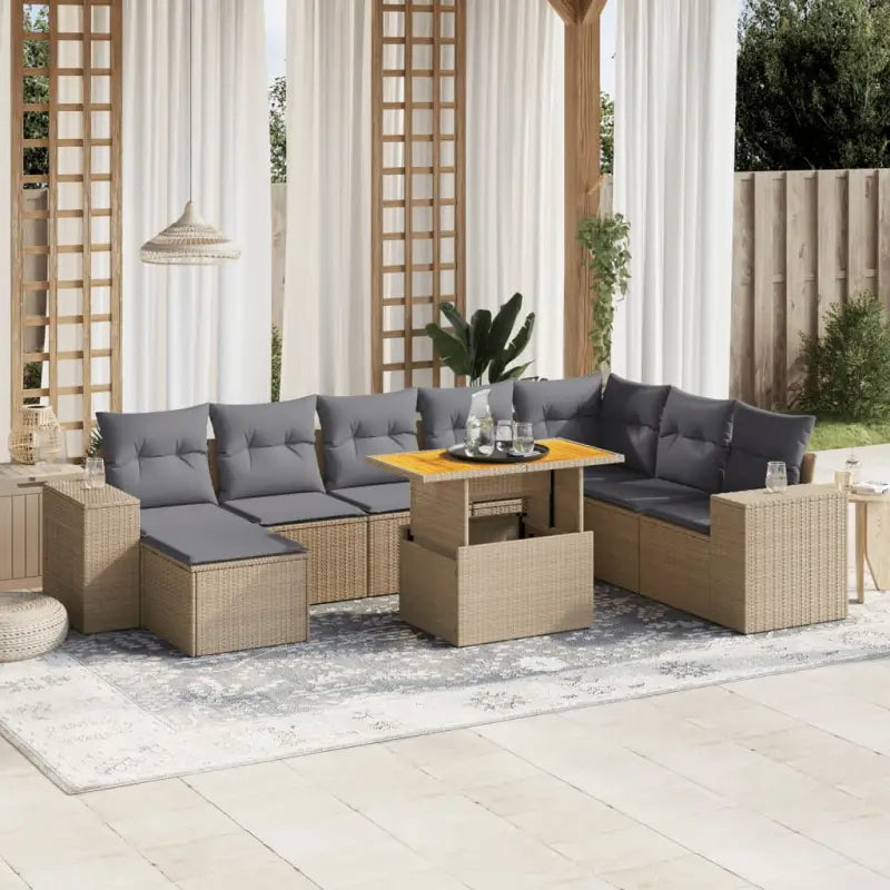Zwarte loungeset van gepoedercoat staal voor jouw tuin of terras - Beige en grijs / zonder opbergruimte - Tuinsets