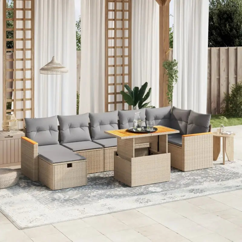 Zwarte loungeset van gepoedercoat staal voor tuin en terras - Beige en grijs / zonder opbergruimte - Tuinsets