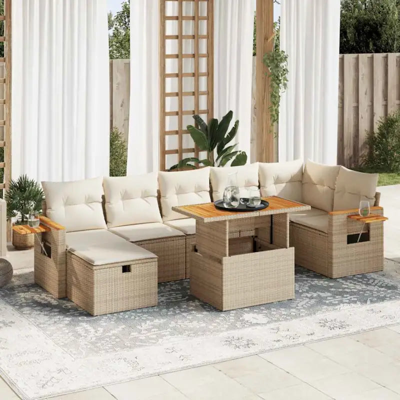 Zwarte loungeset van gepoedercoat staal voor tuin of terras - beige en crèmekleurig / met opbergruimte - Tuinsets