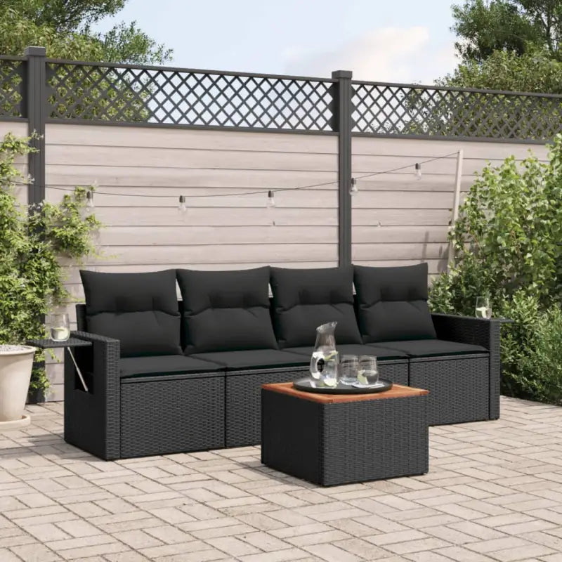 Zwarte loungeset van gepoedercoat staal voor tuin of terras - Tuinsets