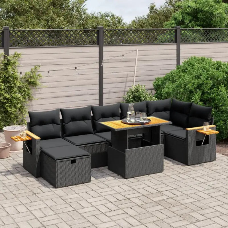 Zwarte loungeset van gepoedercoat staal voor tuin of terras - Zwart / zonder opbergruimte - Tuinsets