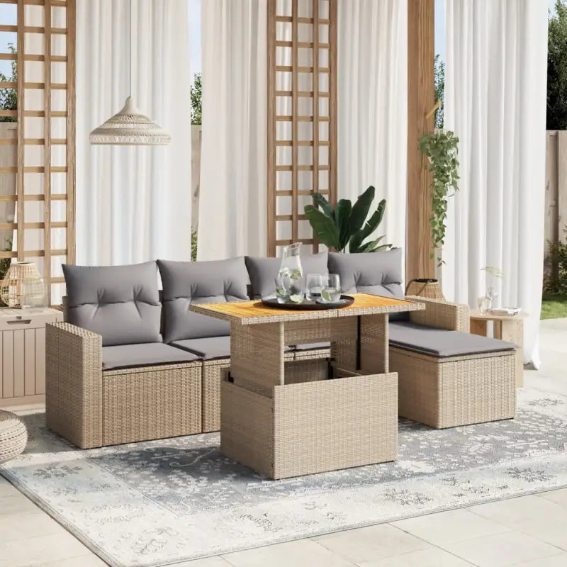 Zwarte tuin loungeset met gepoedercoat staal en waterdichte tas - Beige en grijs / zonder opbergruimte - Tuinsets