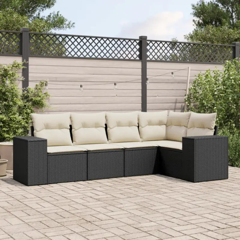 Zwarte tuin loungeset met waterdichte zak en gepoedercoat staal afmetingen - Zwart en crème / Zonder tafel - Tuinsets