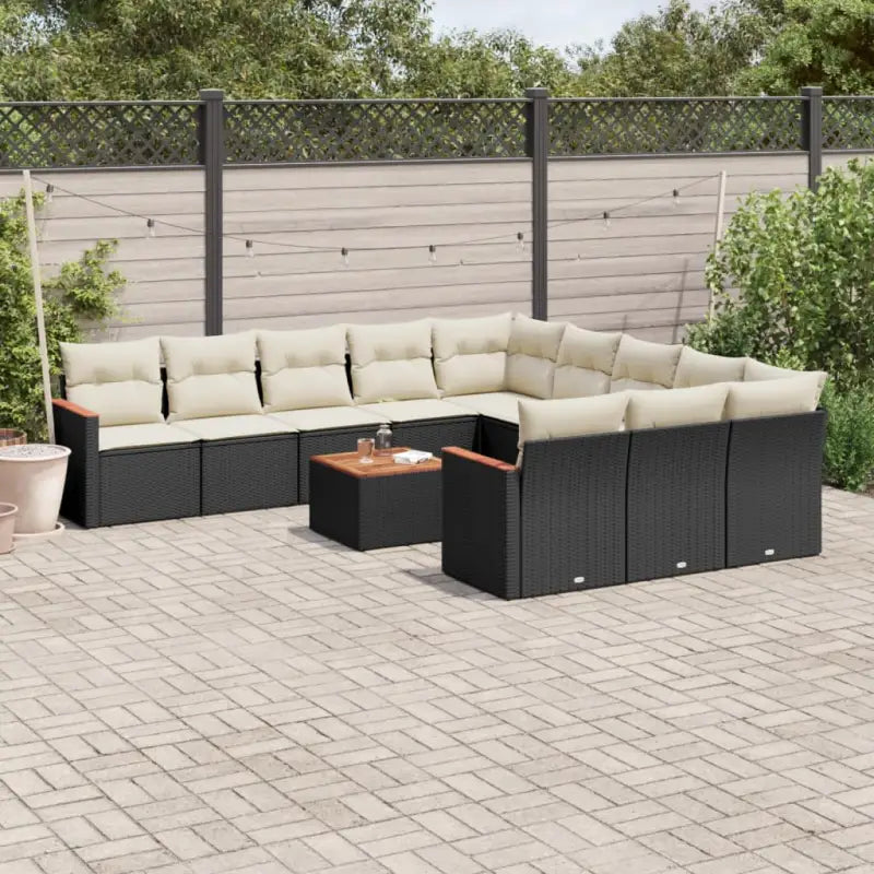 Zwarte tuinset van gepoedercoat staal voor terras en tuin ontspanning - Zwart en crème / Met tafel - Tuinsets