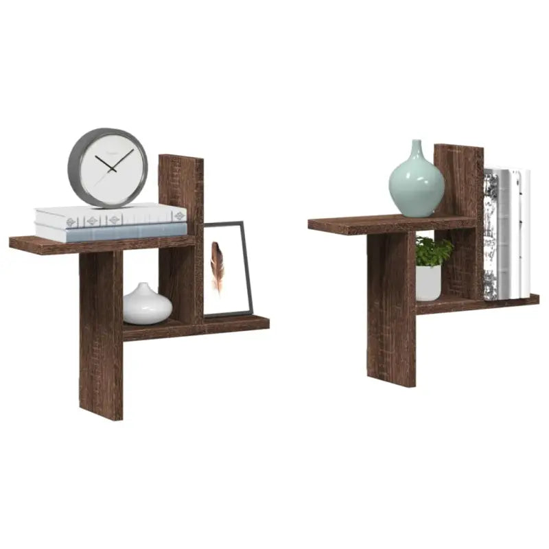 Zwevende schappen van bewerkt hout voor een stijlvolle muuropslag - bruin eikenkleur / 38 x 12 x 38 cm / 1 - Wandplanken