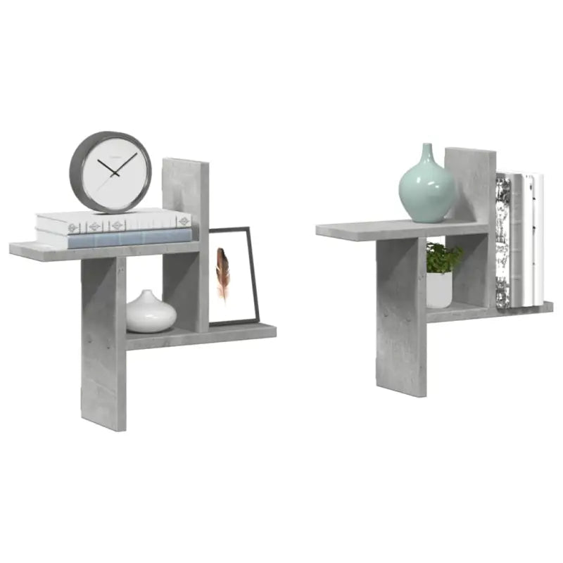 Zwevende schappen van bewerkt hout voor een stijlvolle muuropslag - Betongrijs / 38 x 12 x 38 cm / 1 - Wandplanken
