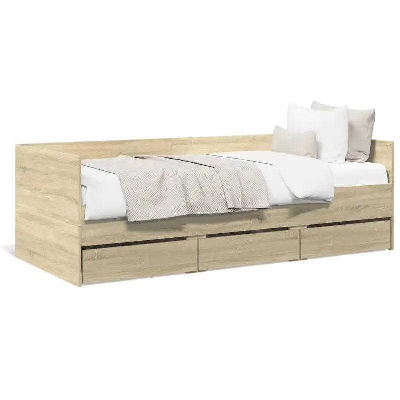 2-in-1 slaapbank met lades in bewerkt hout levering bevat - Bedden & bedframes