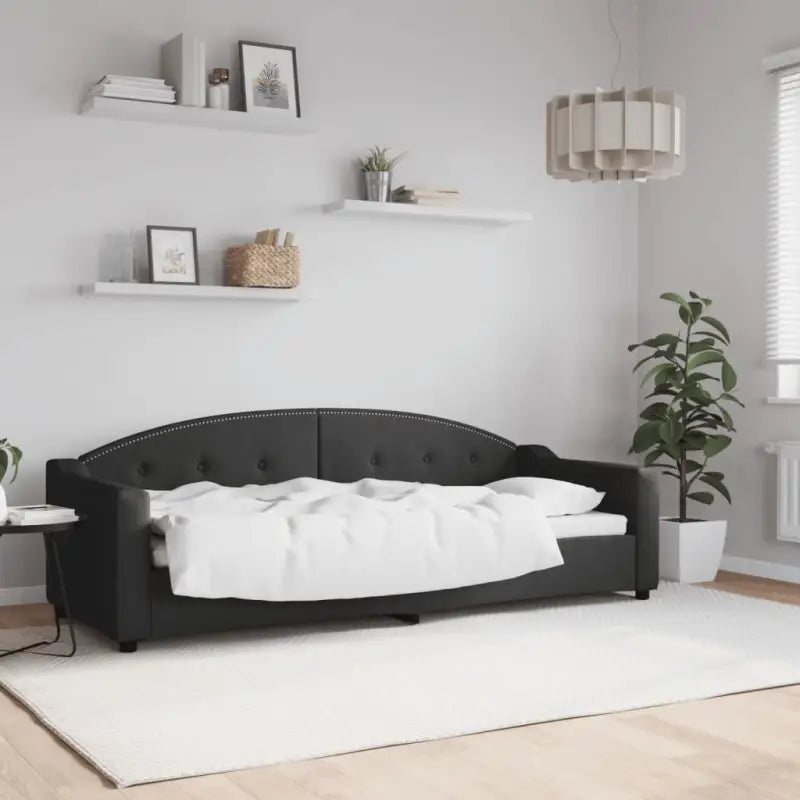 2-in-1 Slaapbank met Onderbouwbed voor Woonkamer en Slaapkamer - Zwart / 80 x 200 cm / zonder matras - Bedden &