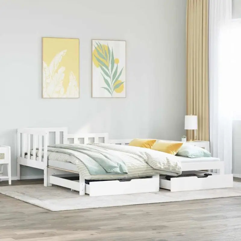 2-in-1 Slaapbank met onderschuifbed van massief grenenhout - Bedden & bedframes