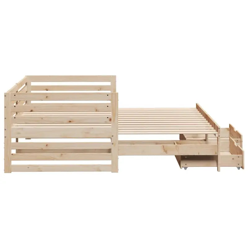 2-in-1 Slaapbank met onderschuifbed van massief grenenhout - Bedden & bedframes