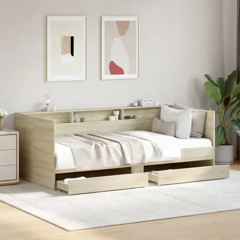 2-in-1 slaapbank van bewerkt hout met lades inclusief levering bevat - Bedden & bedframes