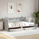 2-in-1 slaapbank van bewerkt hout met lades inclusief levering bevat - Betongrijs / 75 x 190 cm - Bedden & bedframes