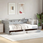 2-in-1 slaapbank van bewerkt hout met lades inclusief levering bevat - Grijs sonoma / 90 x 190 cm - Bedden & bedframes