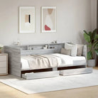 2-in-1 slaapbank van bewerkt hout met lades inclusief levering bevat - Grijs sonoma / 90 x 200 cm - Bedden & bedframes