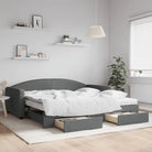 2-in-1 Slaapbank voor in woonkamer of slaapkamer - Donkergrijs / 100 x 200 cm / met onderschuifbed en lade en matras