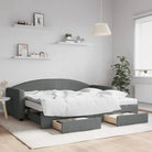 2-in-1 Slaapbank voor in woonkamer of slaapkamer - Donkergrijs / 90 x 200 cm / met onderschuifbed en lade en matras