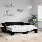 2-in-1 Slaapbank voor Woonkamer en Slaapkamer - Zwart / 90 x 190 cm / met onderschuifbed en matras - Bedden & bedframes