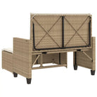 2-in-1 tuinbank van gepoedercoat staal en poly rattan met comfortabele zitervaring - Tuinbanken