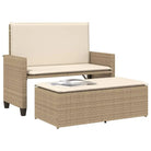 2-in-1 tuinbank van gepoedercoat staal en poly rattan met comfortabele zitervaring - Tuinbanken