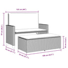 2-in-1 tuinbank van gepoedercoat staal en poly rattan met comfortabele zitervaring - Tuinbanken