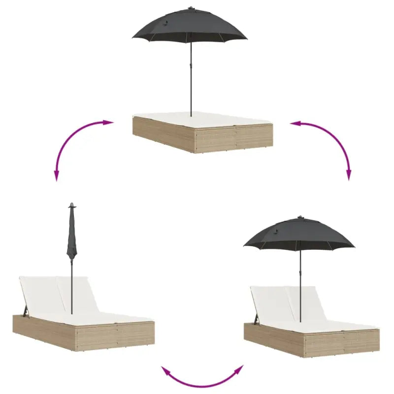 2-persoons ligbed met poly rattan voor een comfortabele zitervaring - Ligstoelen
