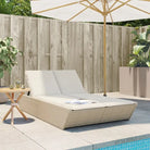 2-persoons ligbed van poly rattan met wasbare hoes voor buitengebruik - beige en crèmekleurig / 1 - Ligstoelen