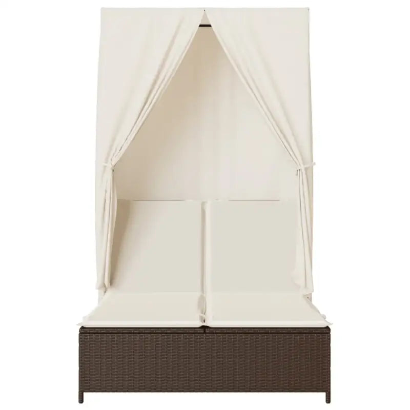 2 persoons ligbed van poly rattan met wasbare hoes voor buitengebruik - Ligstoelen