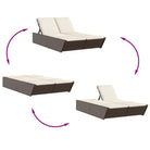 2-persoons ligbed van poly rattan met wasbare hoes voor buitengebruik - Ligstoelen