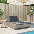 2-persoons ligbed van poly rattan met wasbare hoes voor buitengebruik - Lichtgrijs / 1 - Ligstoelen