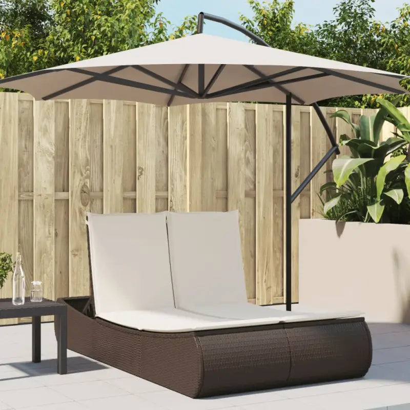 2-persoons ligbed van poly rattan met wasbare hoes voor buitenplezier - Bruin / 1 - Ligstoelen