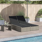 2 Persoons Ligbed van Poly Rattan voor een Comfortabele Zitervaring - Lichtgrijs / 1 - Ligstoelen