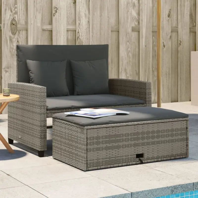 2-zits tuinbank met wasbare hoes en gepoedercoat staal - Grijs / 1 / rattan - Loungebanken