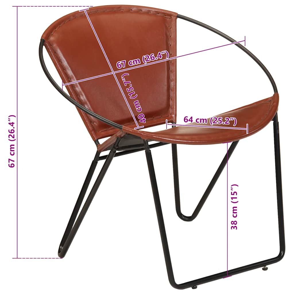 vidaXL Stoel echt leer bruin