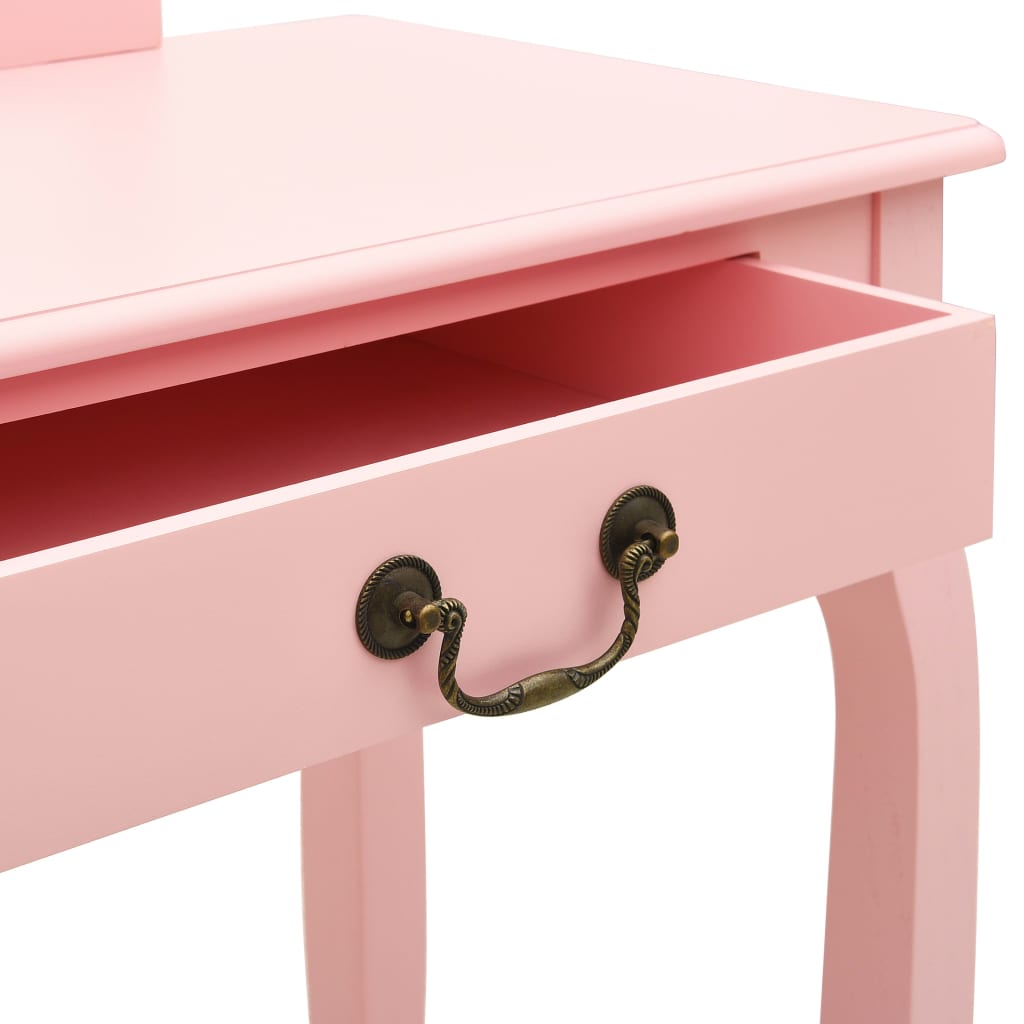 vidaXL Kaptafel met kruk 65x36x128 cm paulowniahout MDF roze